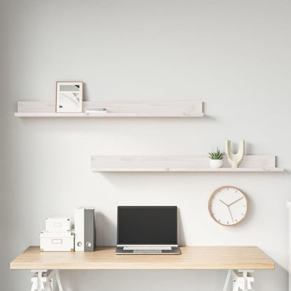 Wall Shelves 2 pcs White 110x11x9 cm Solid Wood Pine