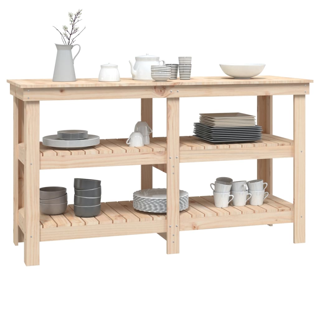 Work Bench 142.5x50x80 cm Solid Wood Pine