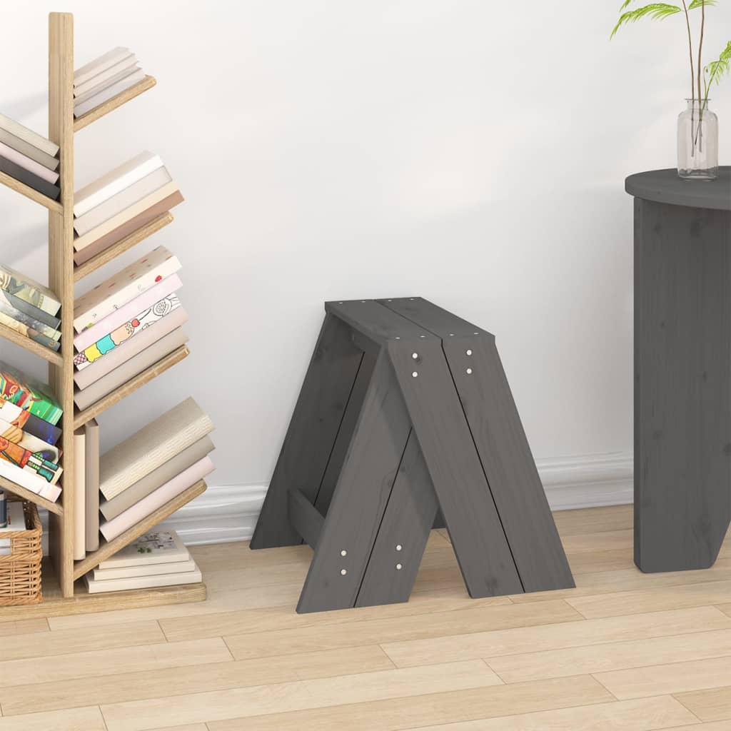 Stools 2 pcs Grey 40x40x45 cm Solid Wood Pine