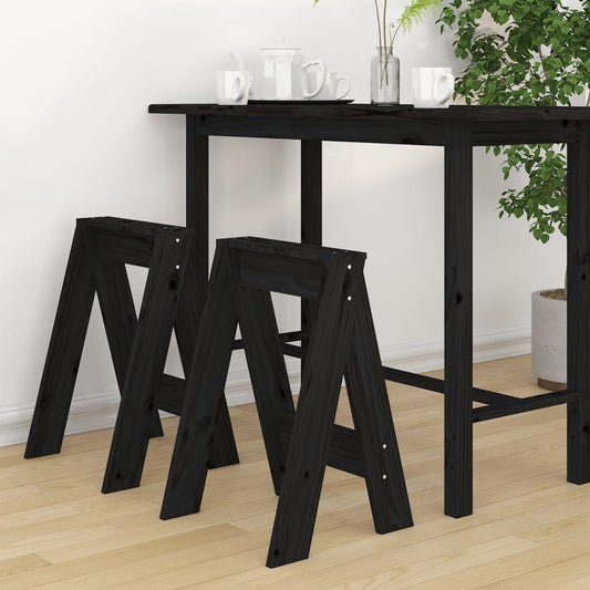 Stools 2 pcs Black 40x40x60 cm Solid Wood Pine