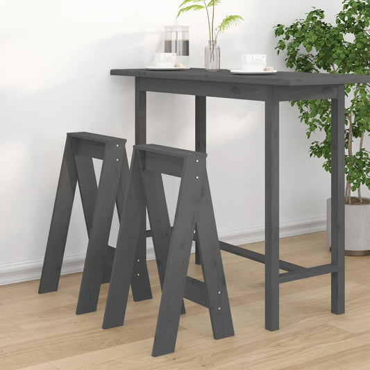 Stools 2 pcs Grey 40x40x75 cm Solid Wood Pine
