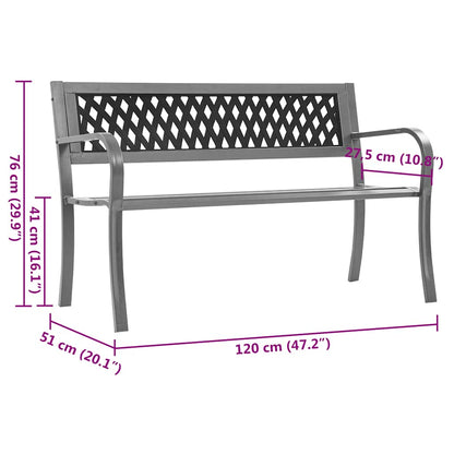 Garden Bench | Black | Steel, plastic | 120 cm | Durable | Garden Bench