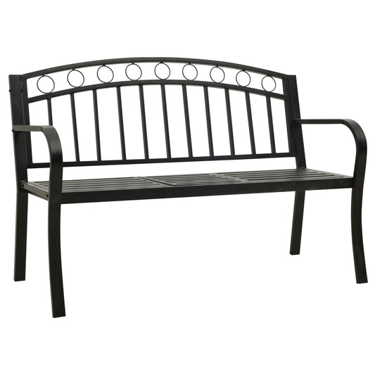 Garden Bench with Table Black 120 cm Steel