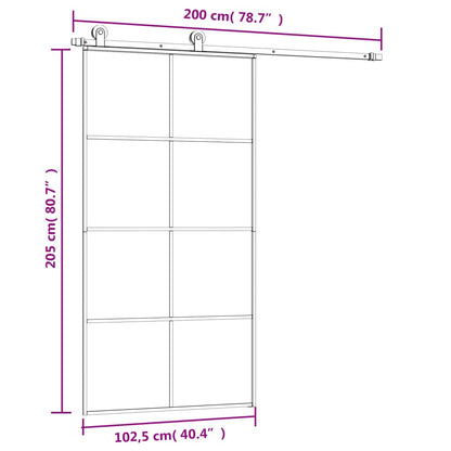 Sliding Door with Hardware Set 102,5x205 cm ESG Glass&Aluminium