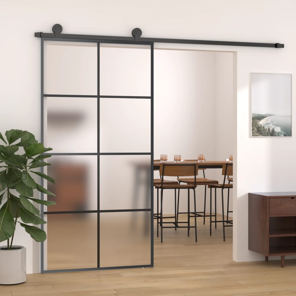 Sliding Door with Hardware Set 102,5x205 cm ESG Glass&Aluminium
