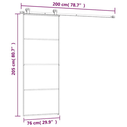 Sliding Door with Hardware Set 76x205 cm ESG Glass&Aluminium