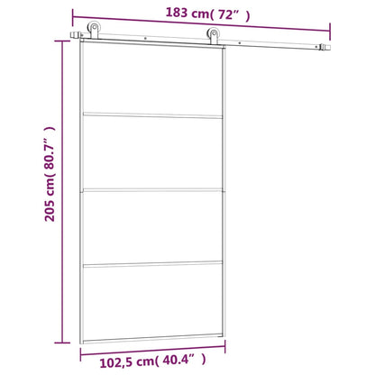 Sliding Door with Hardware Set 102,5x205 cm ESG Glass&Aluminium