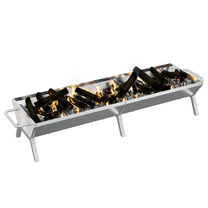 BBQ Tray Silver 158x42x31 cm Stainless Steel