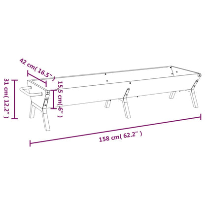 BBQ Tray Silver 158x42x31 cm Stainless Steel
