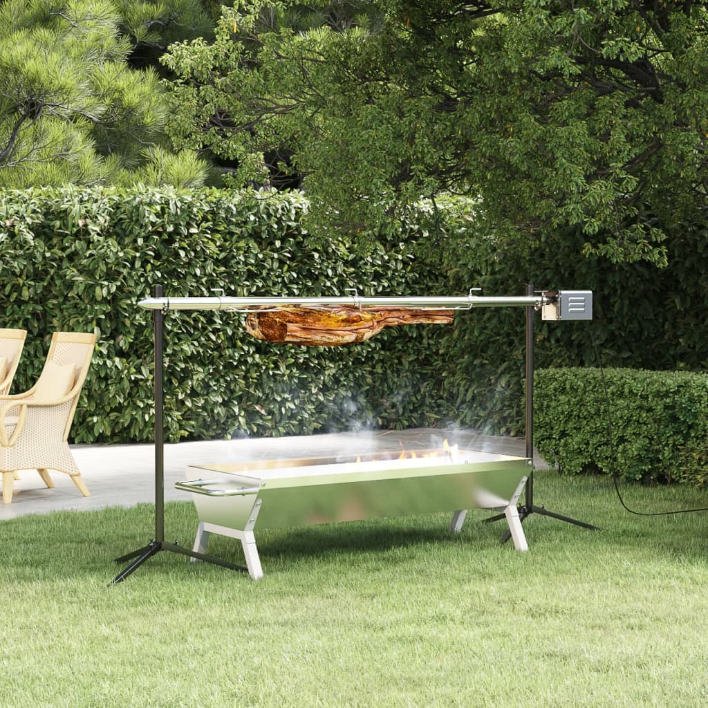 BBQ Tray Silver 118x42x30.5 cm Stainless Steel