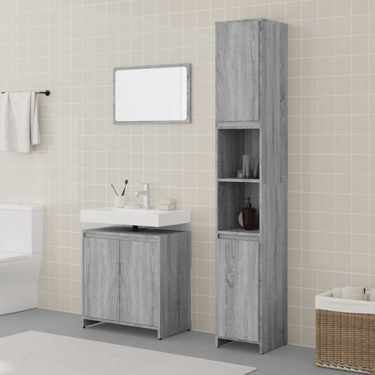 3 Piece Bathroom Furniture Set Grey Sonoma Engineered Wood