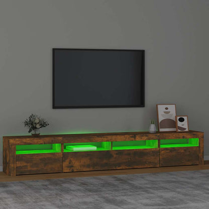 TV Cabinet with LED Lights Smoked Oak 240x35x40 cm