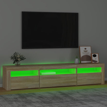 TV Cabinet with LED Lights Sonoma Oak 195x35x40 cm