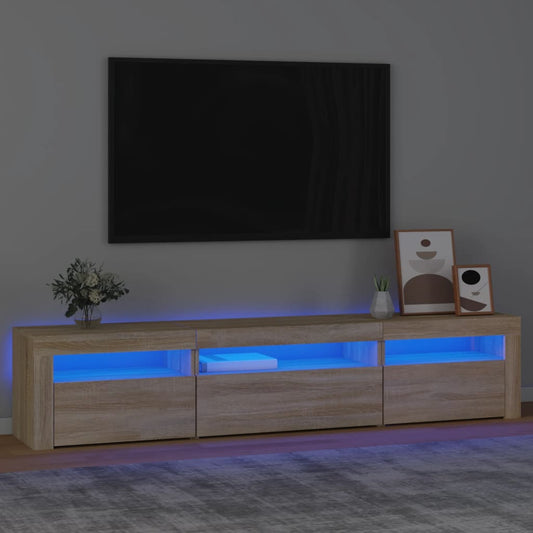 TV Cabinet with LED Lights Sonoma Oak 195x35x40 cm