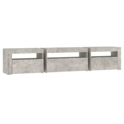 TV Cabinet with LED Lights Concrete Grey 195x35x40 cm