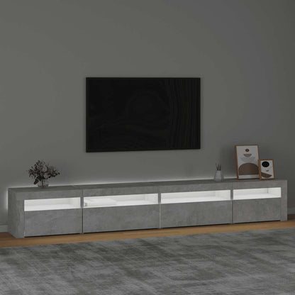 TV Cabinet with LED Lights Concrete Grey 270x35x40 cm