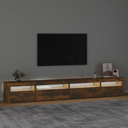 TV Cabinet with LED Lights Smoked Oak 270x35x40 cm