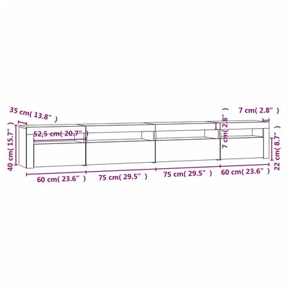 TV Cabinet with LED Lights Smoked Oak 270x35x40 cm