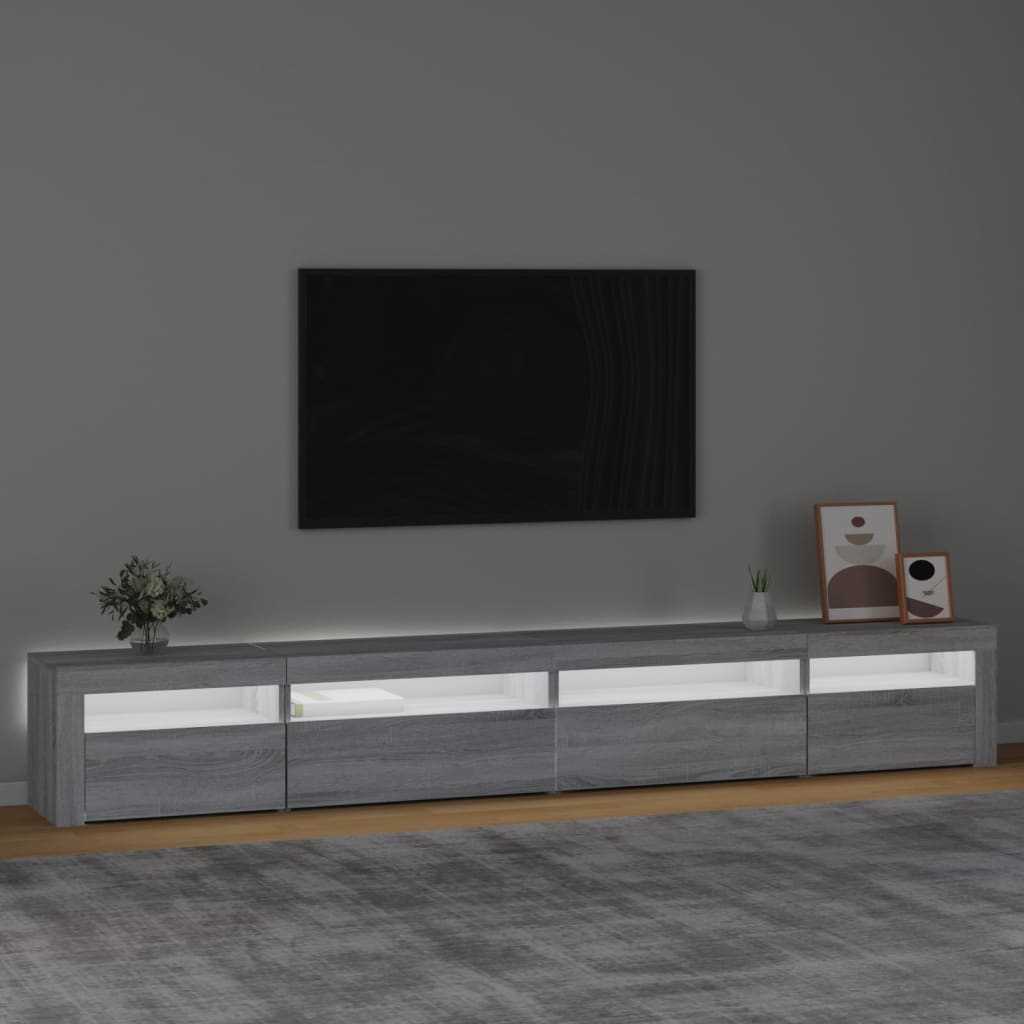 TV Cabinet with LED Lights Grey Sonoma 270x35x40 cm