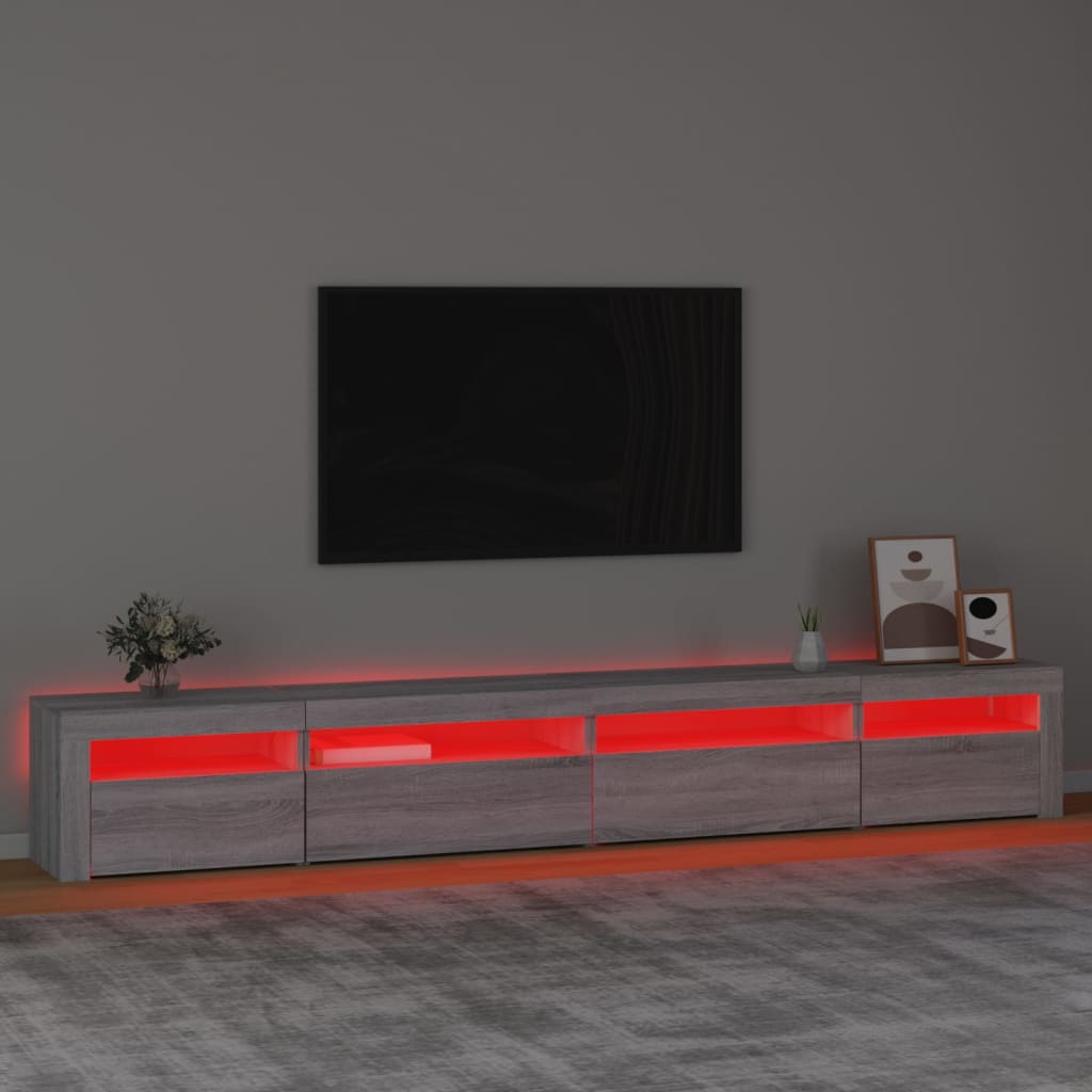 TV Cabinet with LED Lights Grey Sonoma 270x35x40 cm
