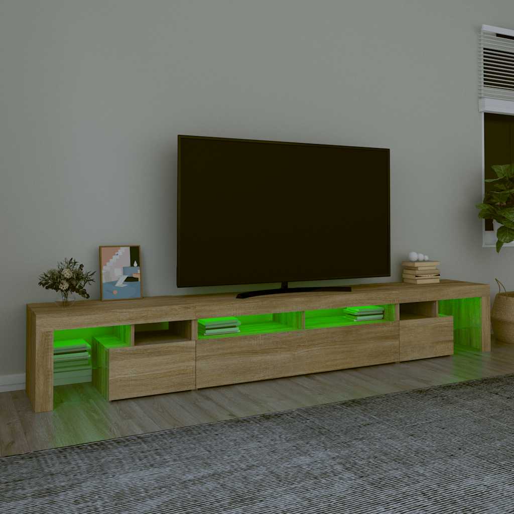 TV Cabinet with LED Lights Sonoma Oak 260x36.5x40 cm