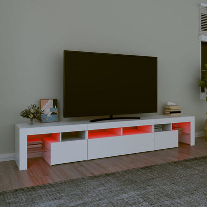 TV Cabinet with LED Lights White 230x36,5x40 cm