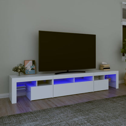 TV Cabinet with LED Lights White 230x36,5x40 cm