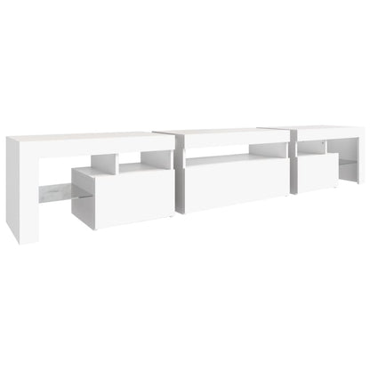 TV Cabinet with LED Lights White 215x36,5x40 cm