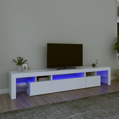 TV Cabinet with LED Lights White 215x36,5x40 cm