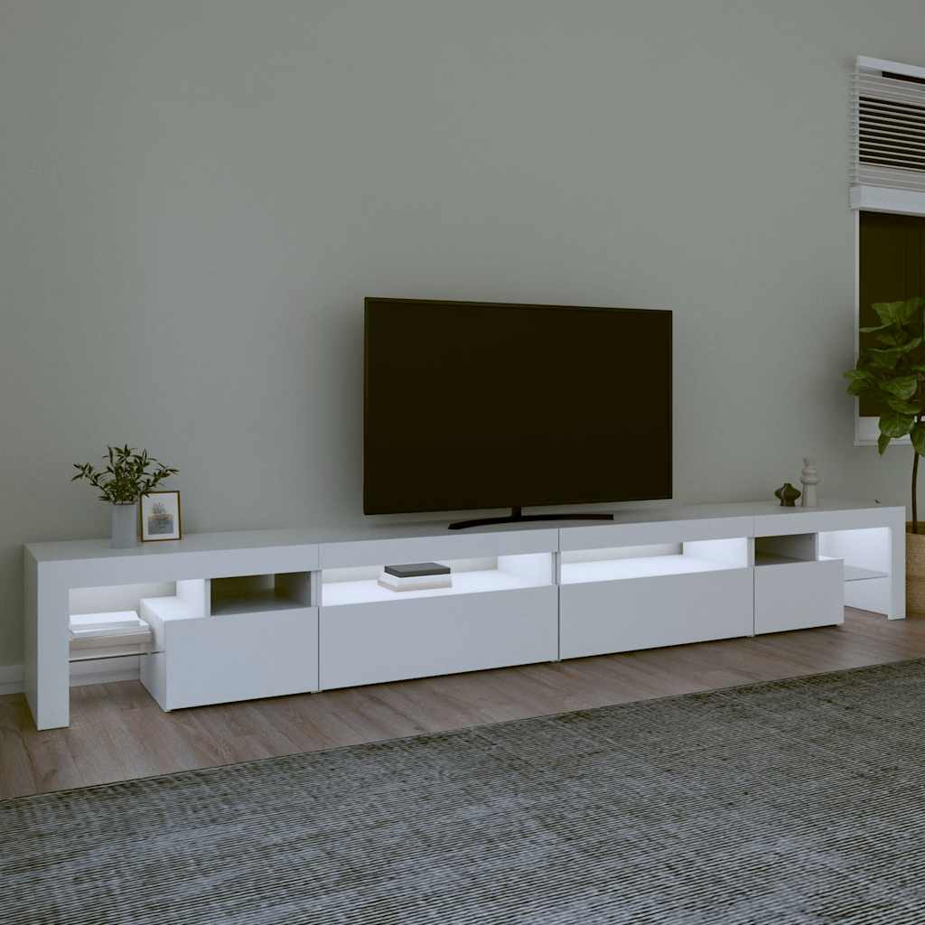 TV Cabinet with LED Lights White 290x36.5x40 cm