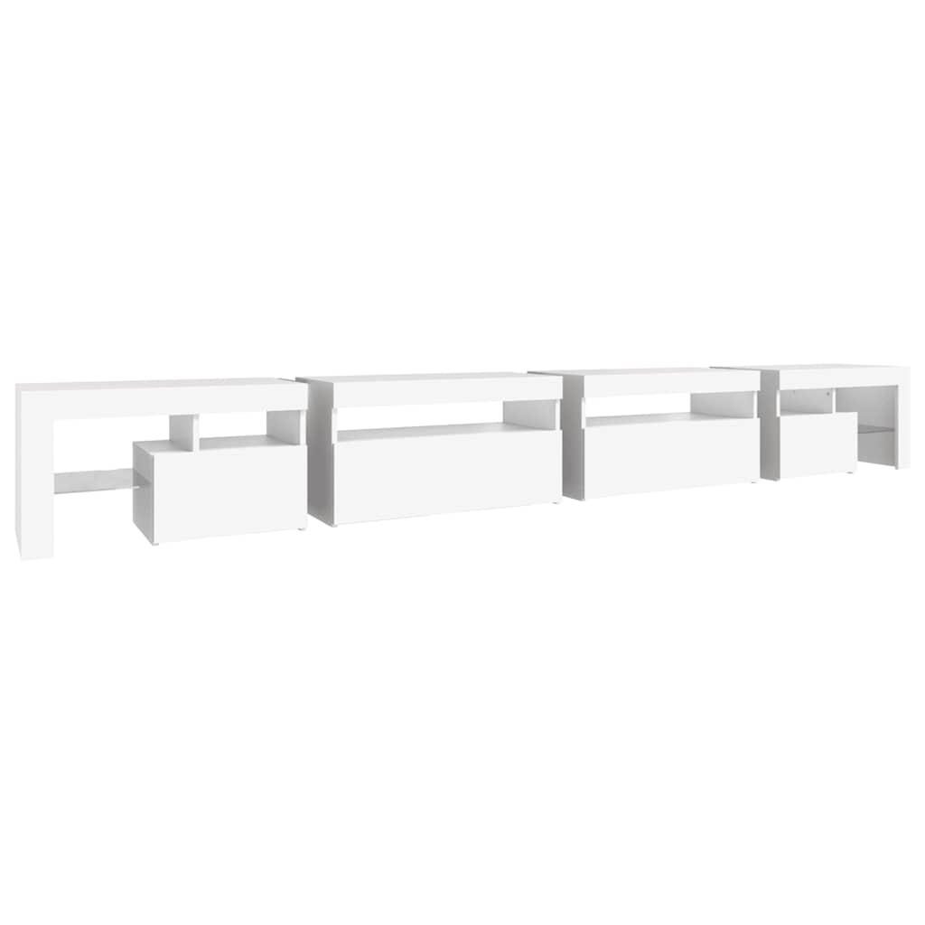 TV Cabinet with LED Lights White 290x36.5x40 cm