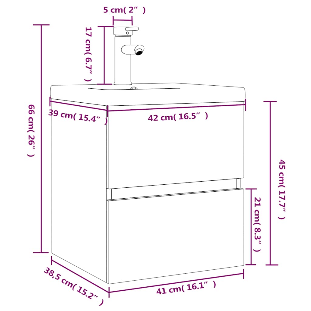 Sink Cabinet With Basin | Grey Sonoma, White | Engineered wood, Ceramic