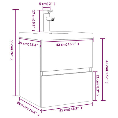 Sink Cabinet With Basin | Grey Sonoma, White | Engineered wood, Ceramic