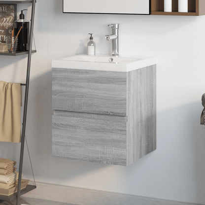 Sink Cabinet With Basin | Grey Sonoma, White | Engineered wood, Ceramic