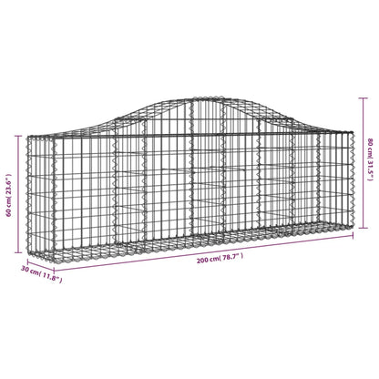 Arched Gabion Basket 200x30x60/80 cm Galvanised Iron