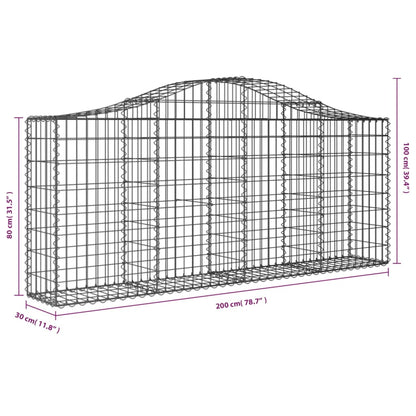 Arched Gabion Basket 200x30x80/100 cm Galvanised Iron