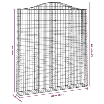 Arched Gabion Basket 200x30x220/240 cm Galvanised Iron