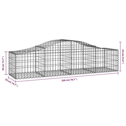 Arched Gabion Basket 200x50x40/60 cm Galvanised Iron