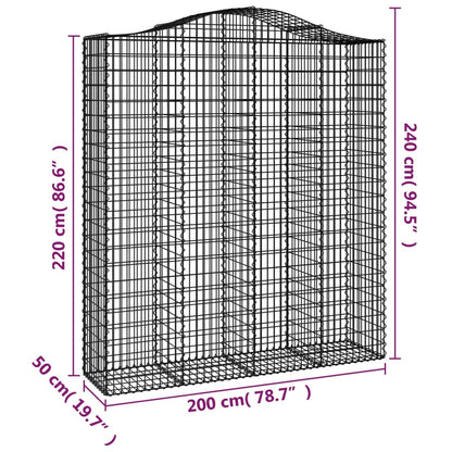 Arched Gabion Basket 200x50x220/240 cm Galvanised Iron