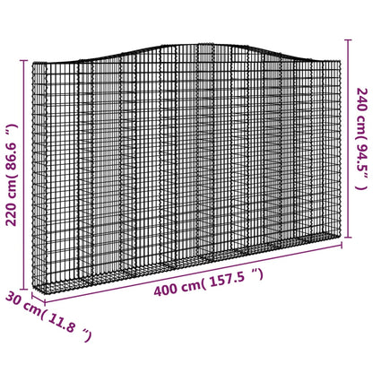 Arched Gabion Basket 400x30x220/240 cm Galvanised Iron