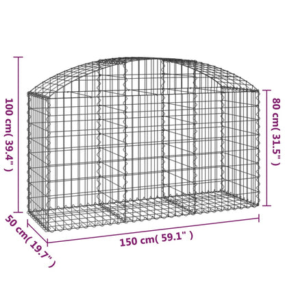 Arched Gabion Basket 150x50x80/100 cm Galvanised Iron