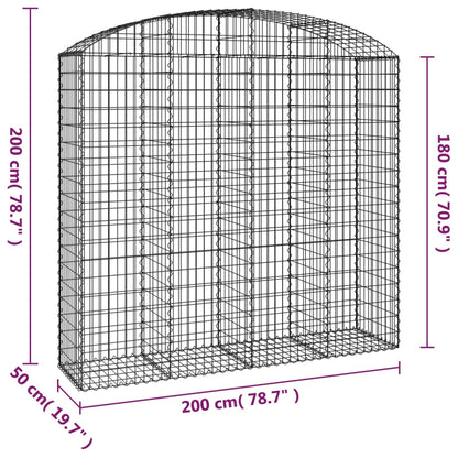 Arched Gabion Basket 200x50x180/200 cm Galvanised Iron