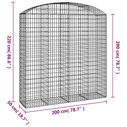 Arched Gabion Basket 200x50x200/220 cm Galvanised Iron