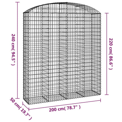Arched Gabion Basket 200x50x220/240 cm Galvanised Iron