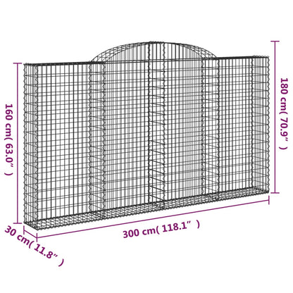Arched Gabion Basket 300x30x160/180 cm Galvanised Iron