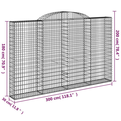 Arched Gabion Basket 300x30x180/200 cm Galvanised Iron