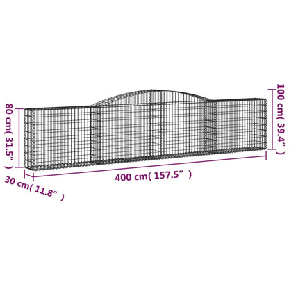 Arched Gabion Basket 400x30x80/100 cm Galvanised Iron