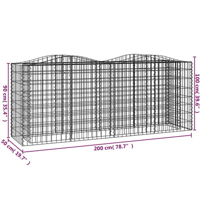 Arched Gabion Raised Bed 200x50x100 cm Galvanised Iron