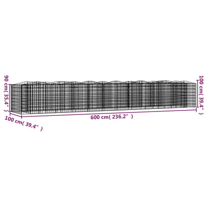 Arched Gabion Raised Bed 600x100x100 cm Galvanised Iron
