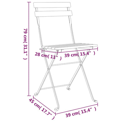 Folding Bistro Set | Natural wood | Solid acacia wood | Standard
